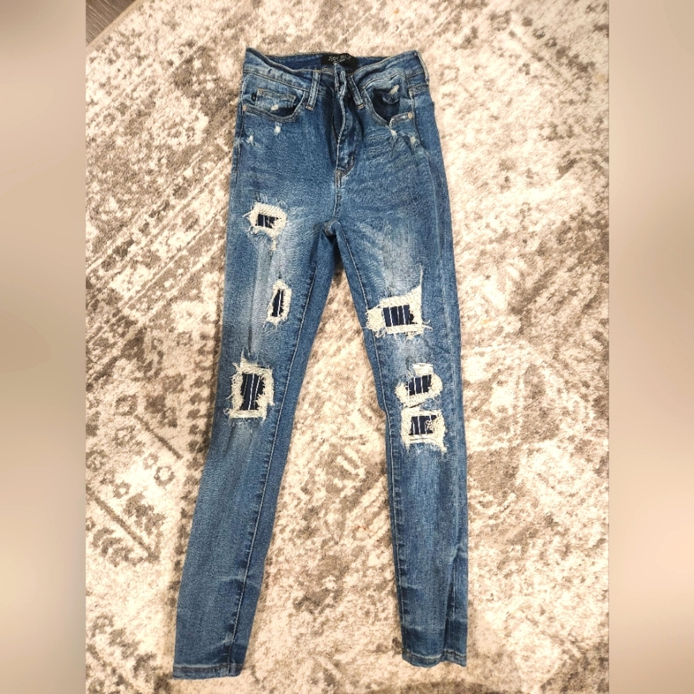 Judy Blue Jeans with patch work distressing. Size 1/25